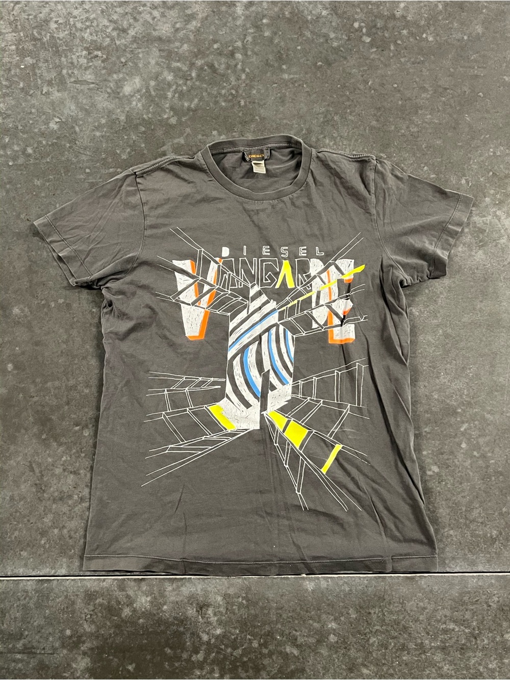 Diesel T-Ngar Graphic T-Shirt Gray Large Y2K